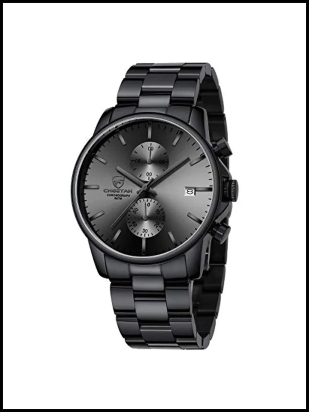 Mens Stainless Steel Chronograph Quartz Watch Waterproof Business Auto Date